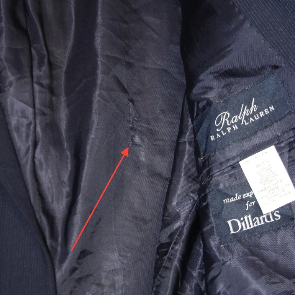 Ralph Ralph Lauren Blazer Mens 42R Navy Wool‎ Pinstripe Made for Dillards